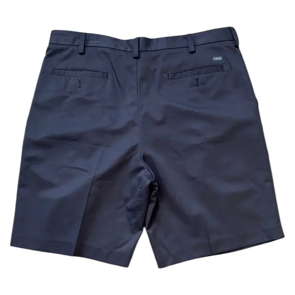 Y2K Izod Navy Pleated Front Relaxed Fit Golf Casual Shorts Mens Size 36